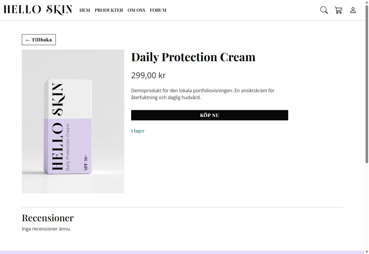 Hello Skin: produktsida med bild, pris, lagerstatus och recensioner
