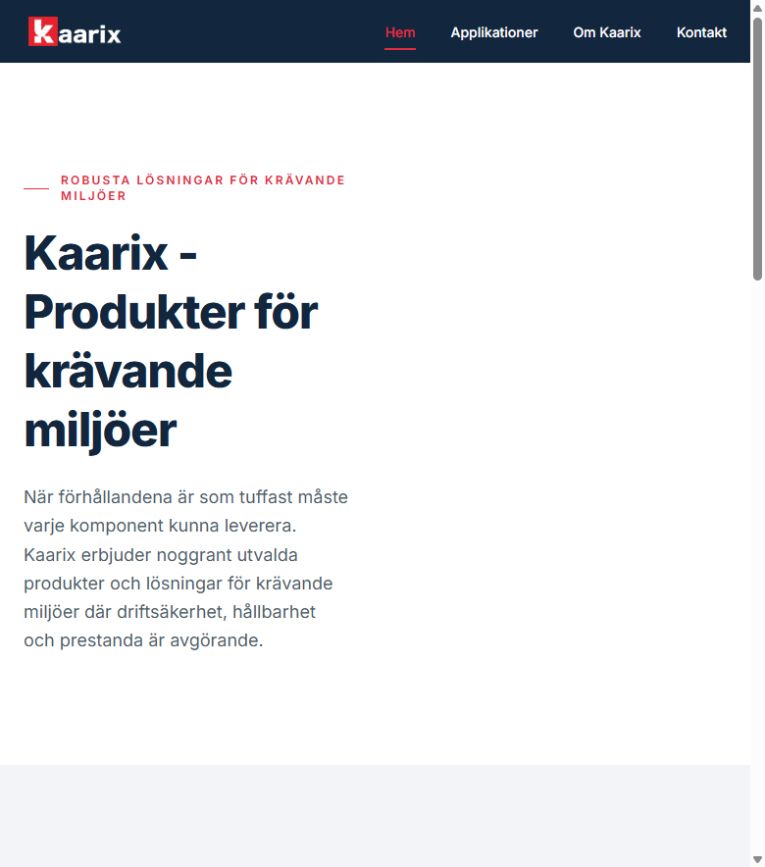 Kaarix: startsidans introduktion